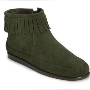 AEROSOLES Olive Green Moccasin Ankle Boots